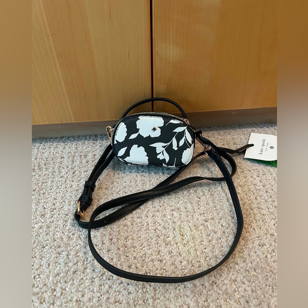 kate spade Black and White Floral Mini Crossbody